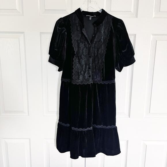 ELOQUII Elements Puff Sleeve Dress With Lace Inserts - Picture 2 of 8